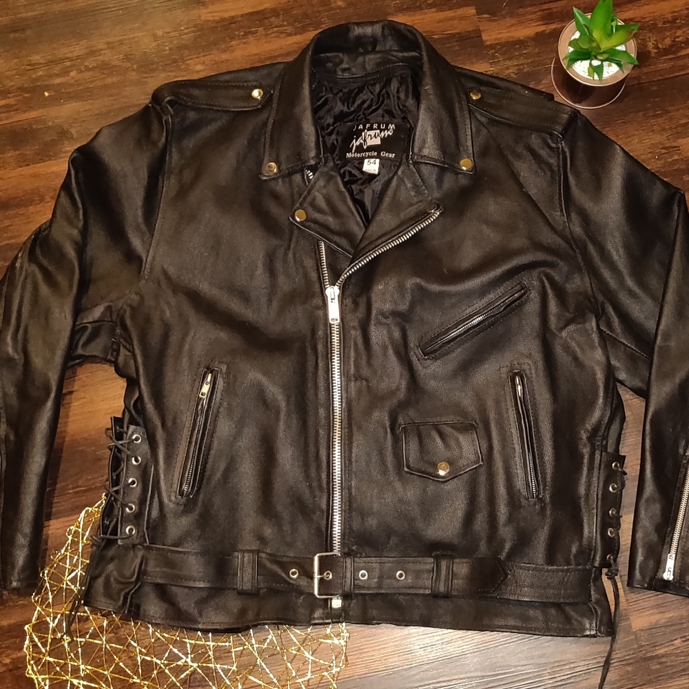 Leather motorcycle jacket
